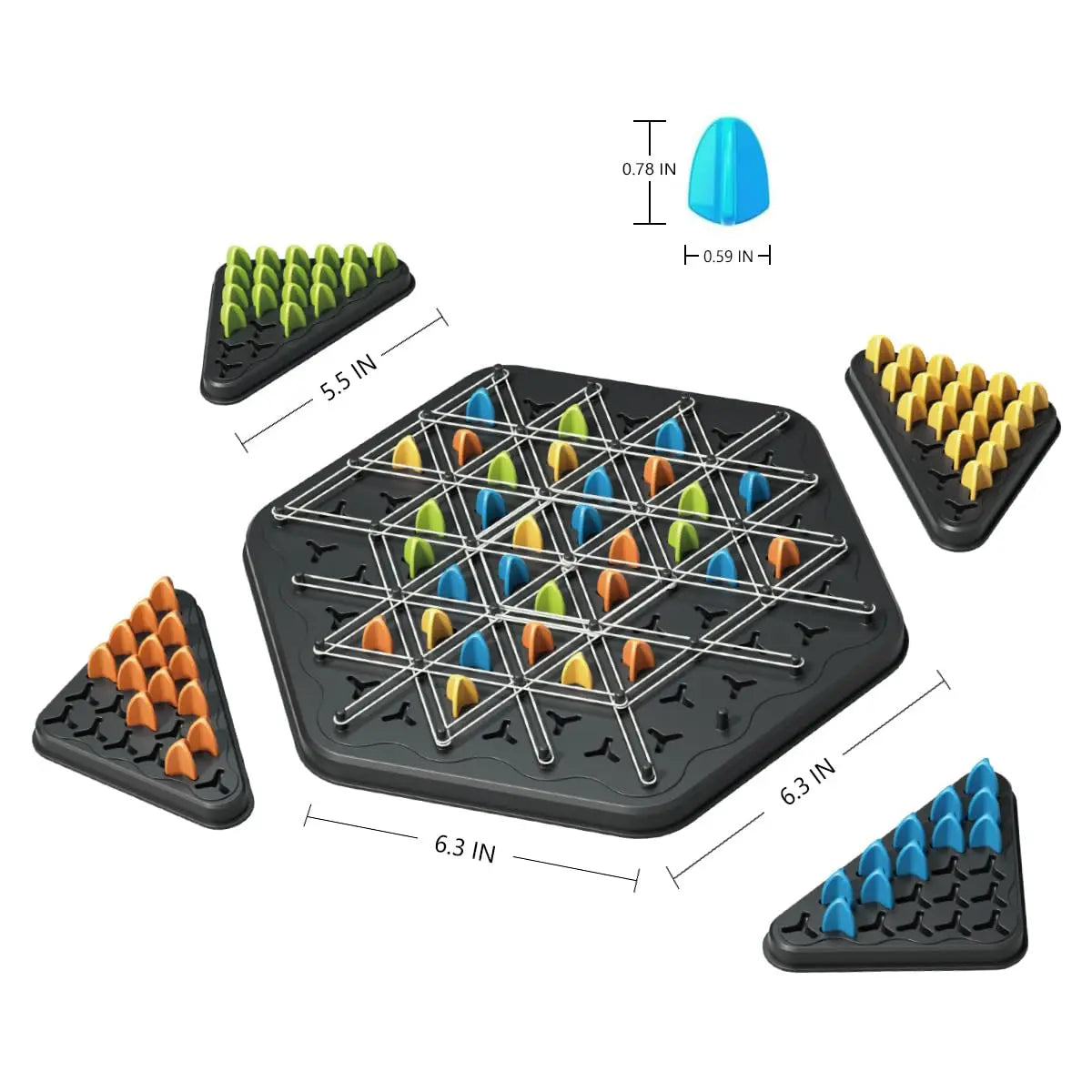 Chain Triangle Chess Game Chess Board Games for Adults Triangle Rubber Band Game 2 to 4 Players Kids Christmas Birthday Gifts