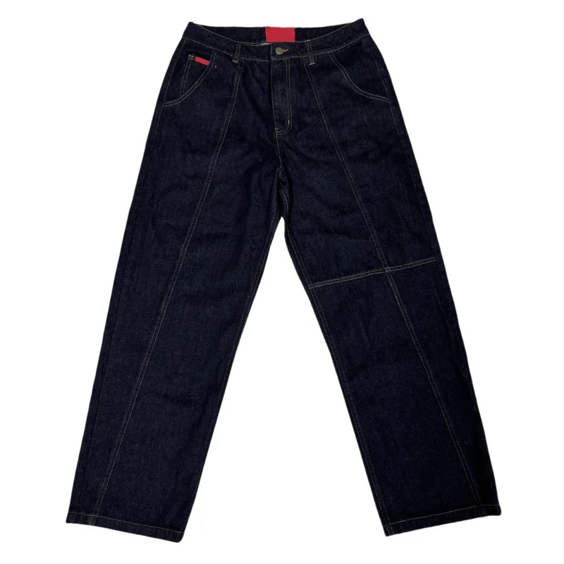 Topshow Denim Selvedge Single Pleat Design Loose Wide Leg Raw Denim Baggy Fit Jeans Men