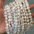 16 Inch Good Quality Few Flaw 9-12 mm AA+ Nature Keshi Baroque Freshwater Pearl in Strandnature White Color