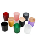 Cheap Empty clear Black White Frost Color Home Decoration Glass Candle Holders Jar Set with Metal Wooden Lids