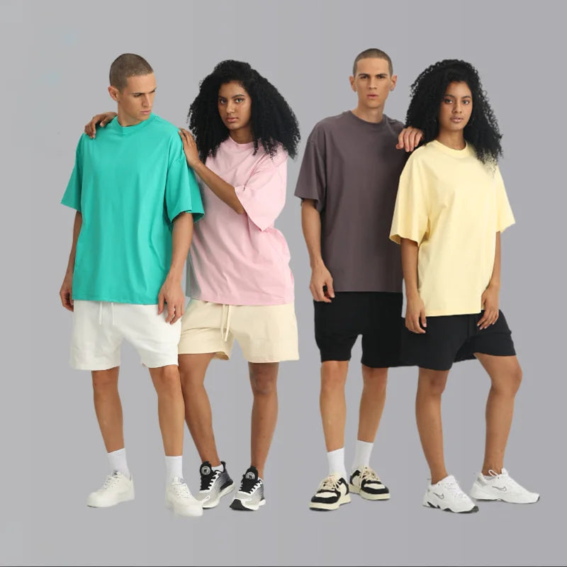 220gsm Drop Shoulder Graphic Heavyweight T-shirt Luxury Blank Heavy Cotton Streetwear Boxy Oversized Tshirts Mens Custom T Shirt
