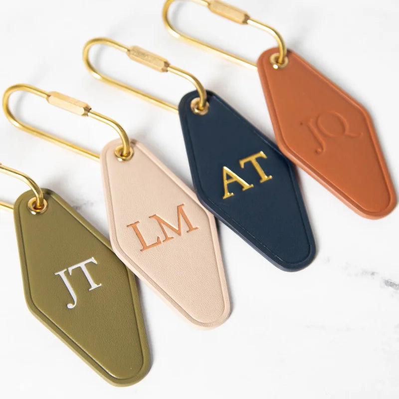 Embossed Diamond Leather Keychain Modern Key Rings Luxury Keychain Gifts Fob Personalized 3rd Anniversary Gift Matching Keyrings