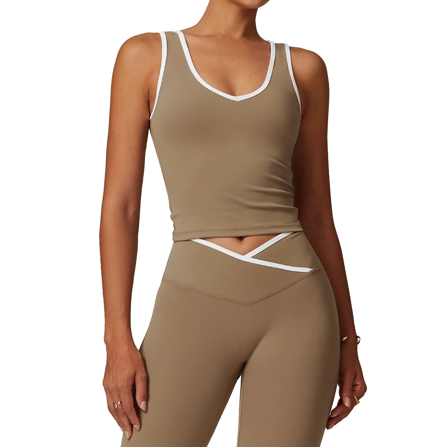 Women's High Cotton V-Neck Yoga Tank Tops Compression Comfort Soft Color Plus Size Ribbed Gym Fitness Long Shorts Running