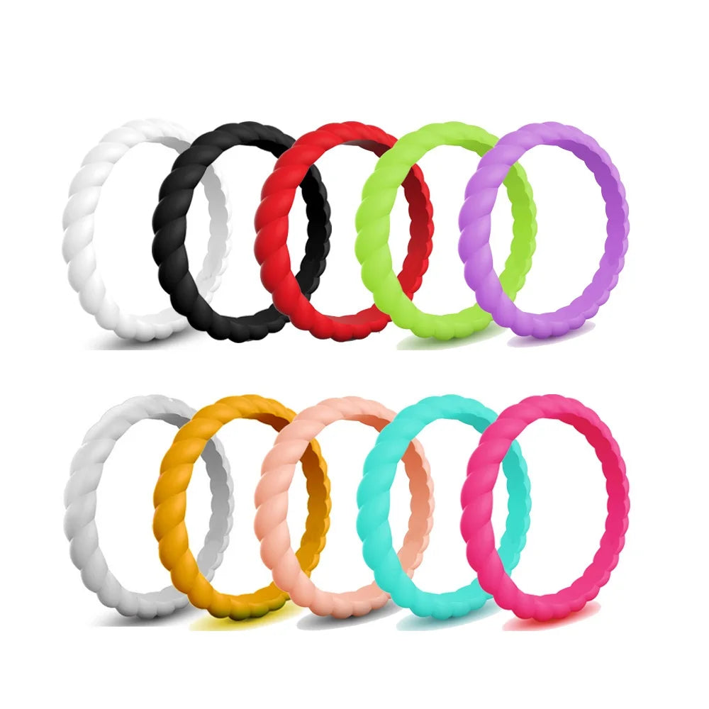2022 New Arrival Couple Ring Jewelry No-Toxic Skin Safe Wedding Rings Braided Stackable Silicone Ring for Women Girls