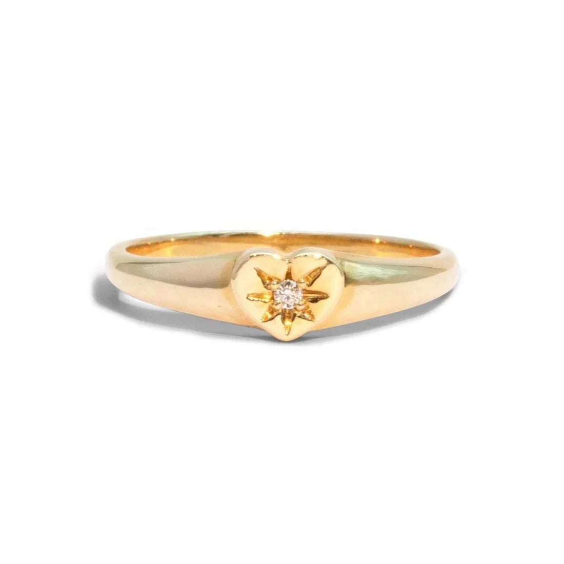 LOZRUNVE 925 Sterling Silver Cubic Zirconia Stackable Delicate Heart Signet Ring
