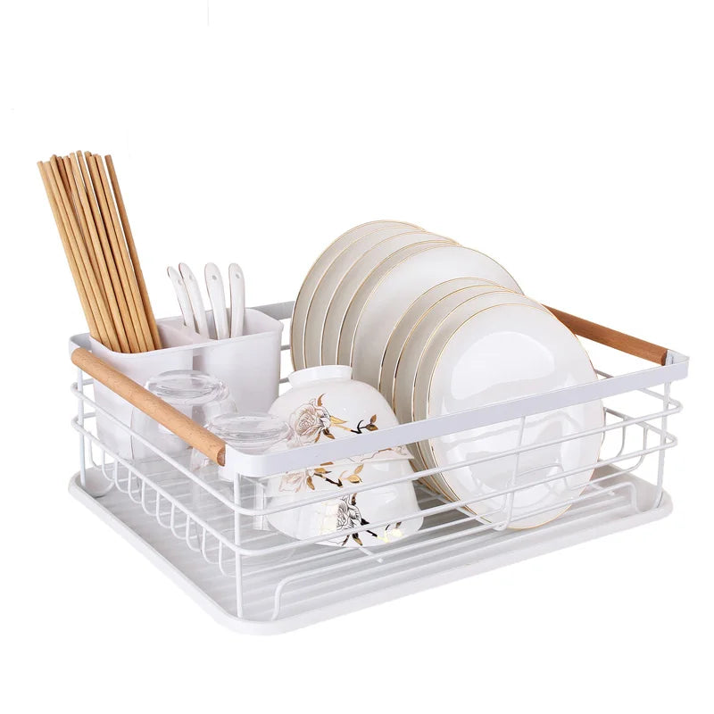 Large-Capacity Single-Layer Dish Rack Household Kitchen Metal Iron Art Material Standing Type Installation for Tableware Food