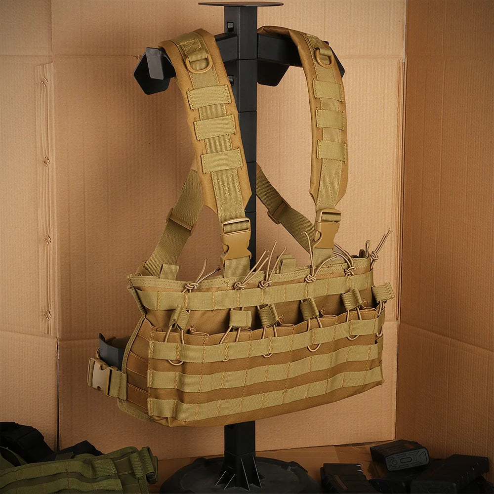 Tactical Nylon Vest with Padded Straps Rapid Assaults Chest Rig Adjustable Molle Security for Outdoor Hunting
