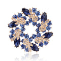 Luxury Alloy Rhinestone Round Wreath Flower Brooch Pin for Women Gifts Dress Accessories