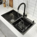 Wholesale SUS304 Stainless Steel Double Basin Kitchen Sink - Heavy Duty 16G Handmade Black Bottom Sink