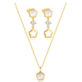 Fashion Pendant Necklace 925 Sterling Silver Flower Shell Pendant Necklace Gold Plated Necklaces Stud Hoop Earrings for Women