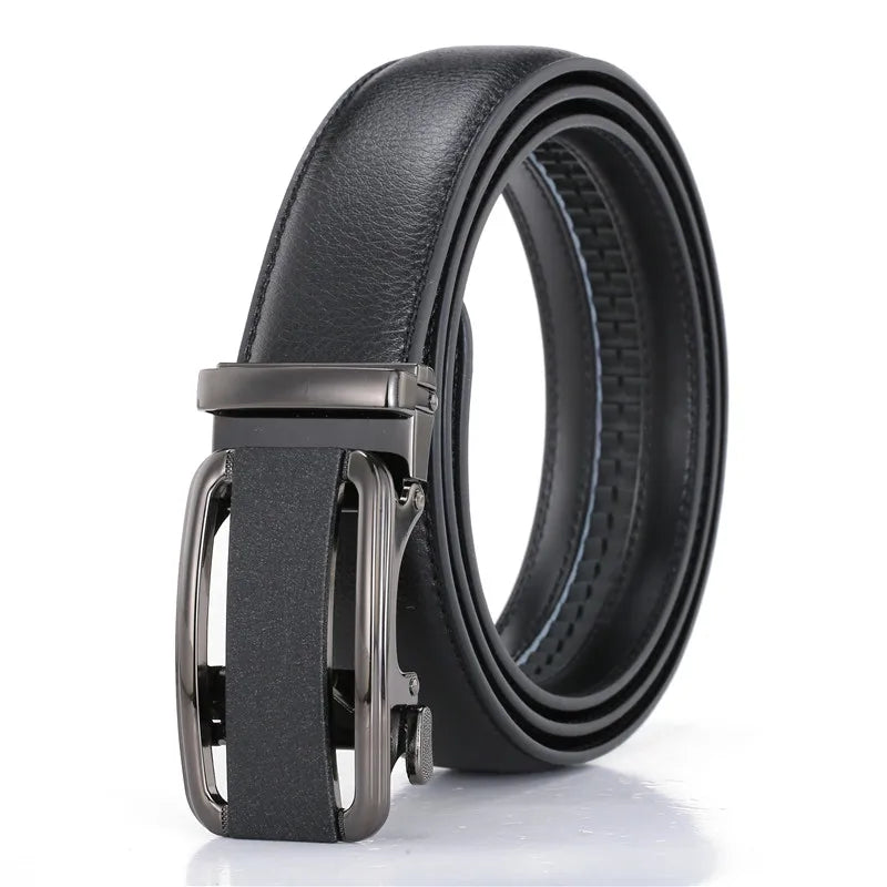 LQbelt Mens Automatic Buckle Belts Ratchet Belt for Men Genuine Leather Belt Waistband OEM Factory Custom LOGO LQ195143