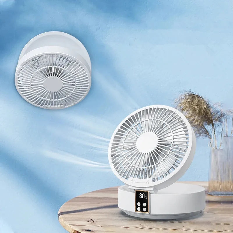 Wireless Punch-free Wall Mounted Circulation Air Cooling Fan with LED Light Table Wall Mounted Dual Use Fans