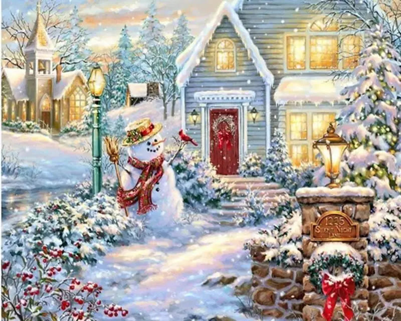 Chenistory  Full Drill Square DIY Diamond Painting Christmas Snow Full Square Diamond Art Embroidery Rhinestones Home Decoration