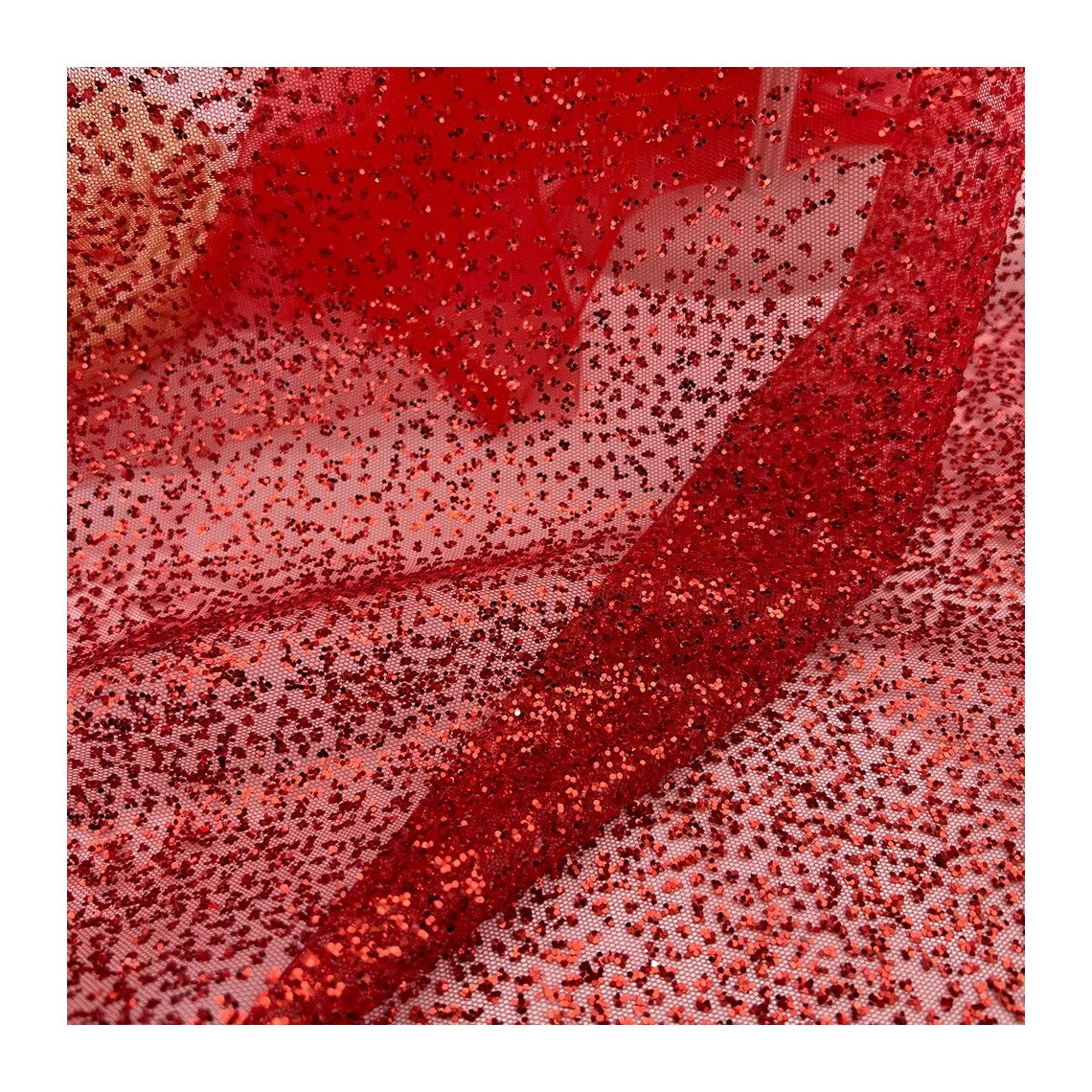 Popular Design Red Shiny Glitter Lace Bridal Net Bronzed Lace Sequin Red Glitter Mesh Fabric for Dress