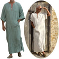 Mens Pakistan Clothing White Linen Robe Moroccan Clothes Jubba Thobe 5XL Nightshirt Indian Night Gown Kaftan Dress