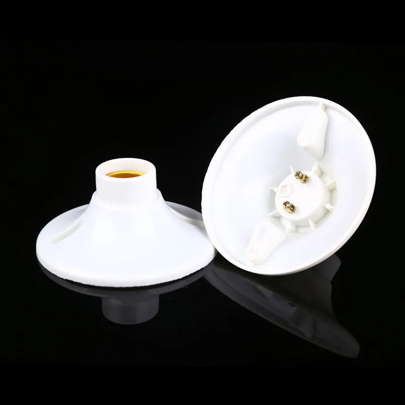 E27 Plastic LED Light Bulb Holder Round Socket Base Hanging Lamp Socket Base