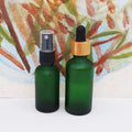 30 ml 50 ml Frosted Green Glass Dropper Serum Bottle with Bamboo Collar