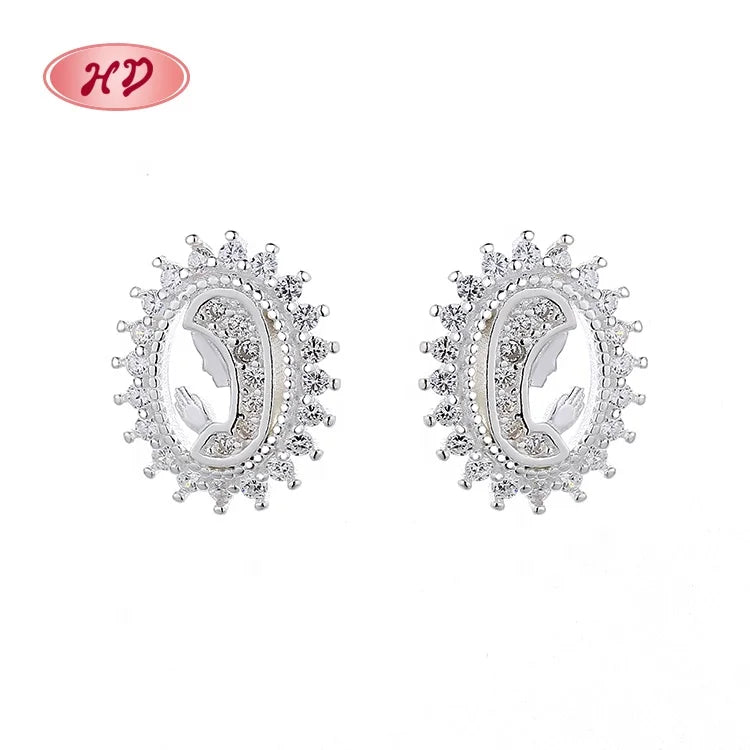 2023 Fashion  Cubic Zirconia Bulk S925 Sterling Silver  Marquise Square Geometric Stud Religion Cute Earrings for Girls