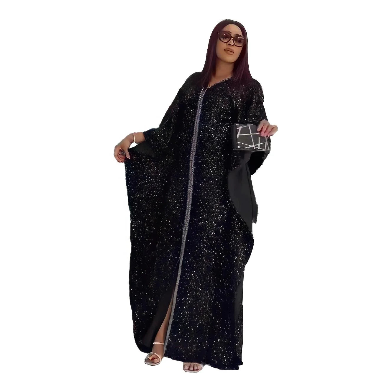 New Arrival Kaftan Dresses Elegance African Women Dress Sequined Fabric Africa Clothing