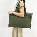 High Quality Canvas Bags for Women's Handbags Large Capacity Portable Fringe Tote Custom logo Canvas Bags