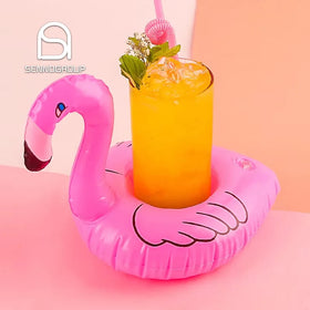 Lovely Inflatable Pink Flamingo Coasters Drink Cup Holder Swimming Pool Floating Drinking Inflatable Holder