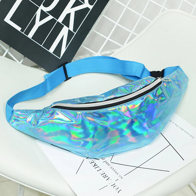 Hot Sale Holographic Large Capacity Waterproof Waist Bag for Women Laser Running Bags