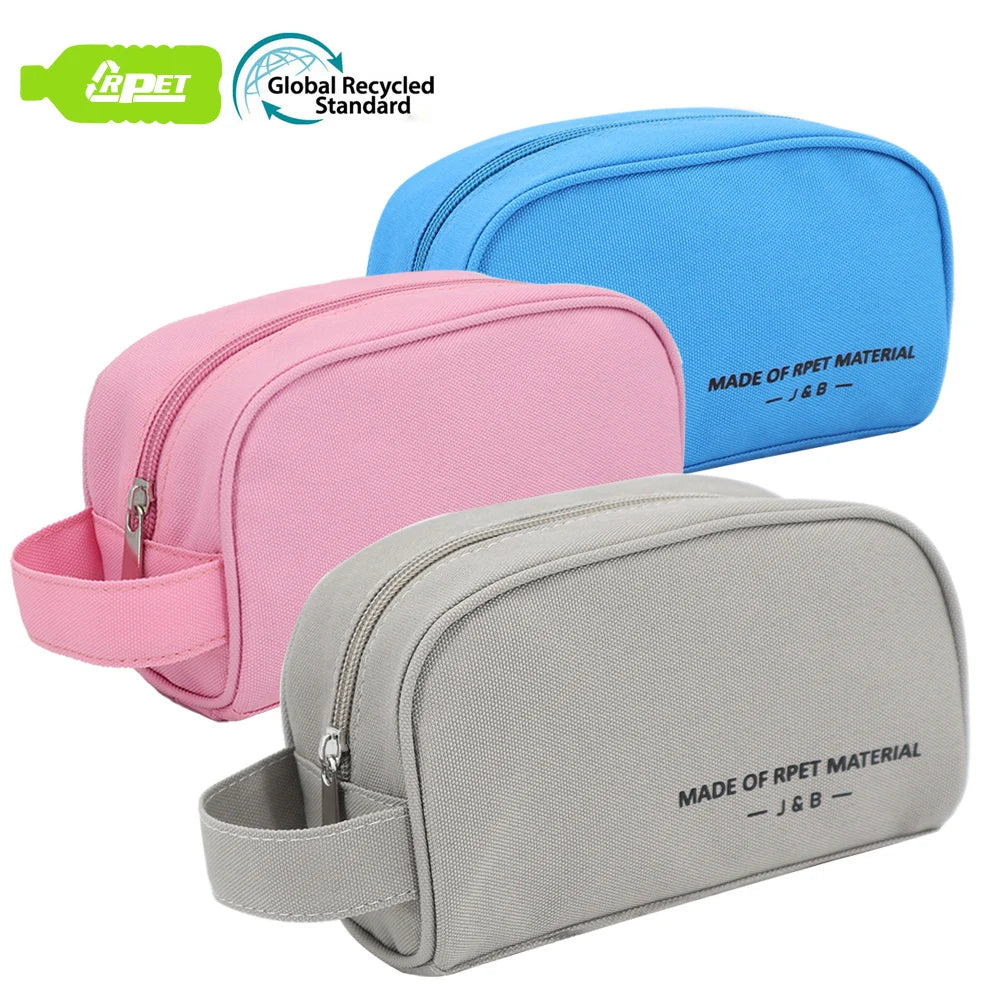 GRS Recycled Portable Makeup Toiletry Zipper Bag Travel RPET Accessories Cosmetic Skincare Organizer Gift Bag Logo Customizable