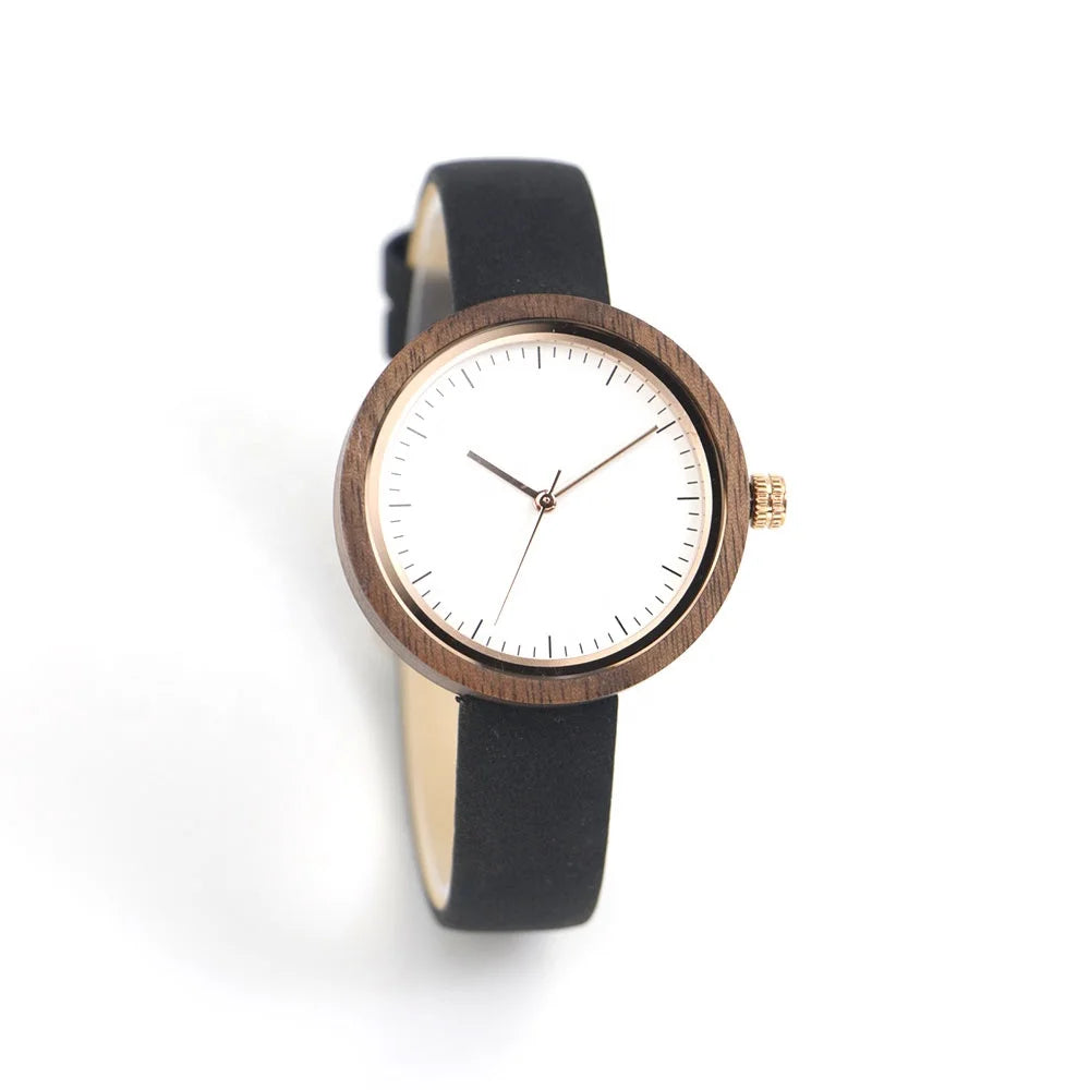 TJW Coin Sport Ladies Watch with Wooden Case Velvet Strap Seiko Quartz Movement 37mm Dial Diameter-Business Christmas Gift