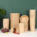 Kraft Paper Soup Cup Bowl with PET Lid Fast Food Noodle Packaging Eco Friendly Recyclable Salad Snack Packaging Bowl