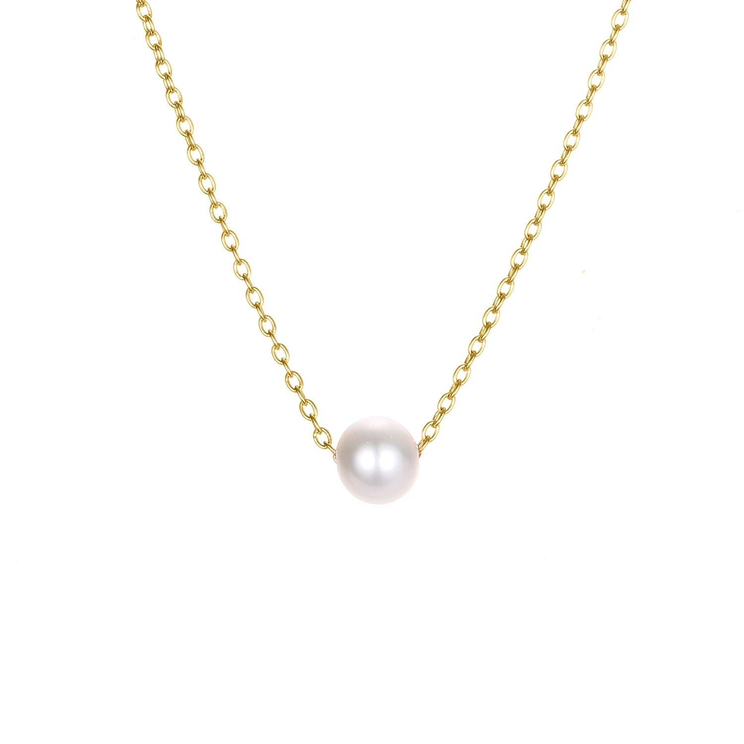 EManco 5MM Pearl Choker Necklace 2021 for Women Fashion Cute Gold Stainless Steel Necklace Couple Gifts Jewelry Collares Collier