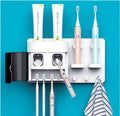 Double Automatic Plastic Toothpaste Dispenser with Dust-Proof Cover 2 Squeezers 2 Electric Toothbrush Holders Eco-Friendly Stand MegaBDM