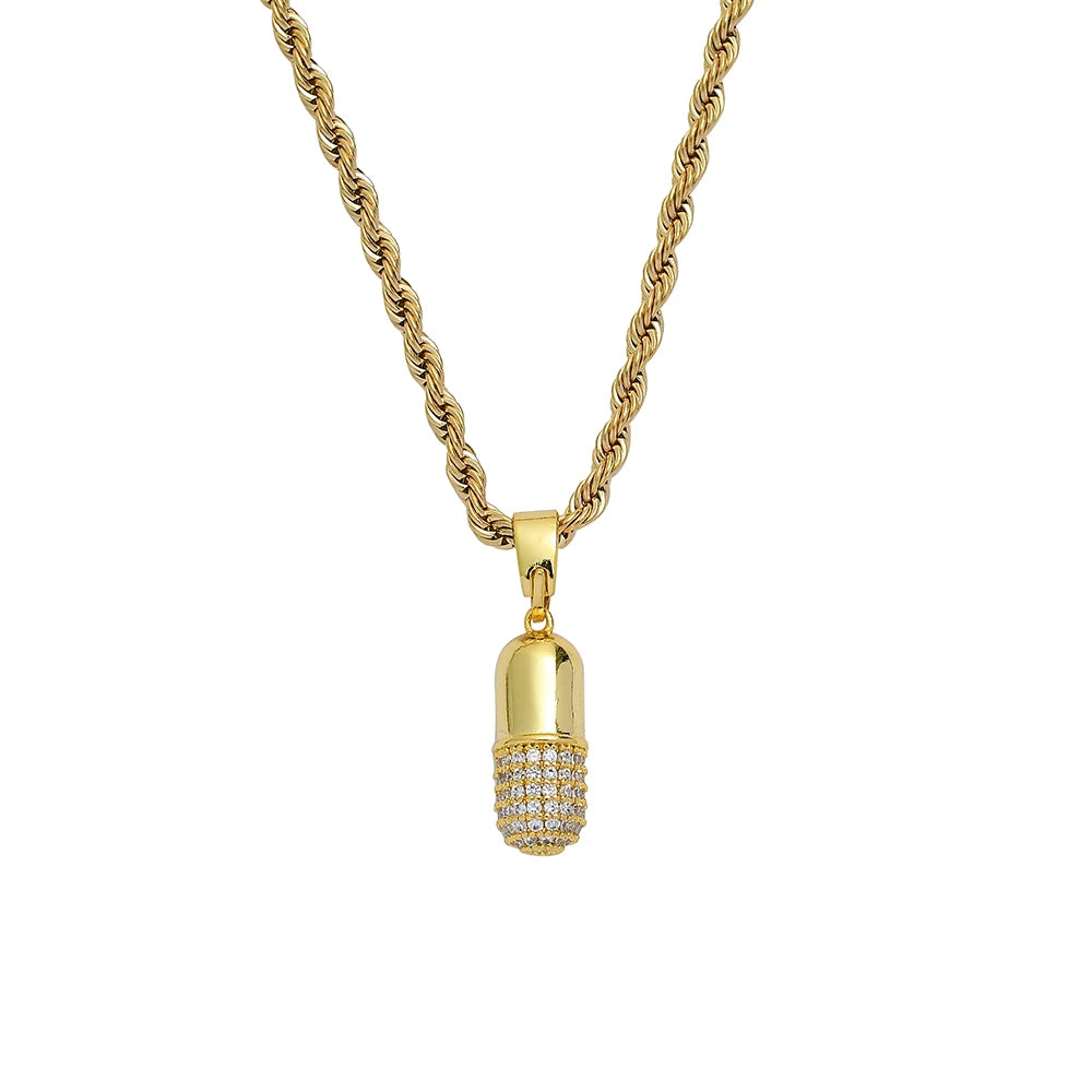 CN304 Small Size Brass CZ Pendants Iced Out Hip Hop Necklace Gold Color Silver Color