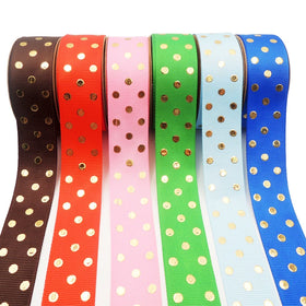 MSY Wholesale Polyester Grosgrain Handmade Hair Ribbon Custom Gold Foil Printed 1