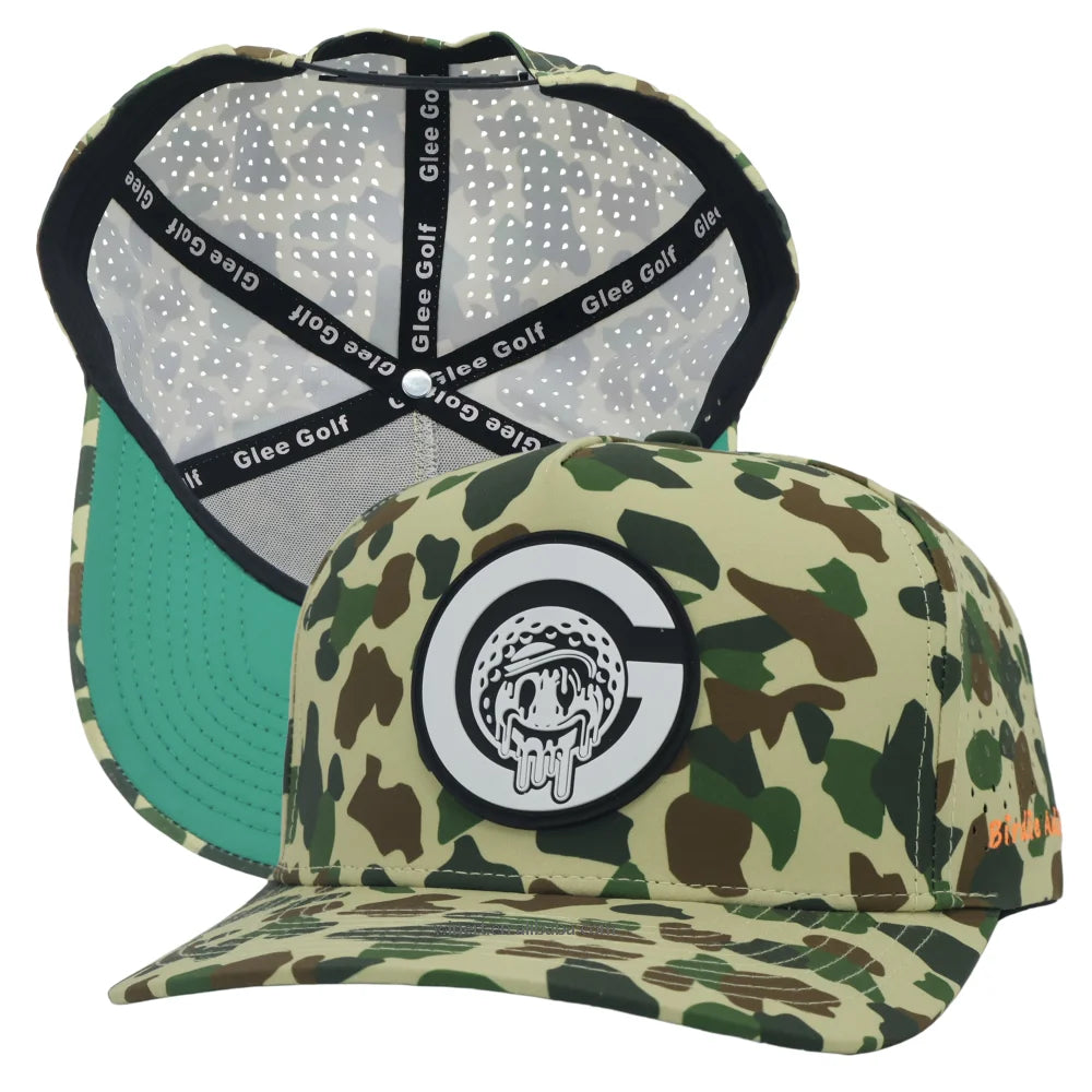 Club Company Customized Sports Waterproof 5 Panel Rubber PVC Logo Baseball Cap Hydro Gorras Polyester Laser Cut Rope Golf Hats
