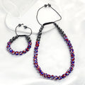 Fashion Adjustable US Independence Day Jewelry 10mm Rhinestone Clay Pave Ball Hematite Bead Weaving Friendship Necklace Bracelet