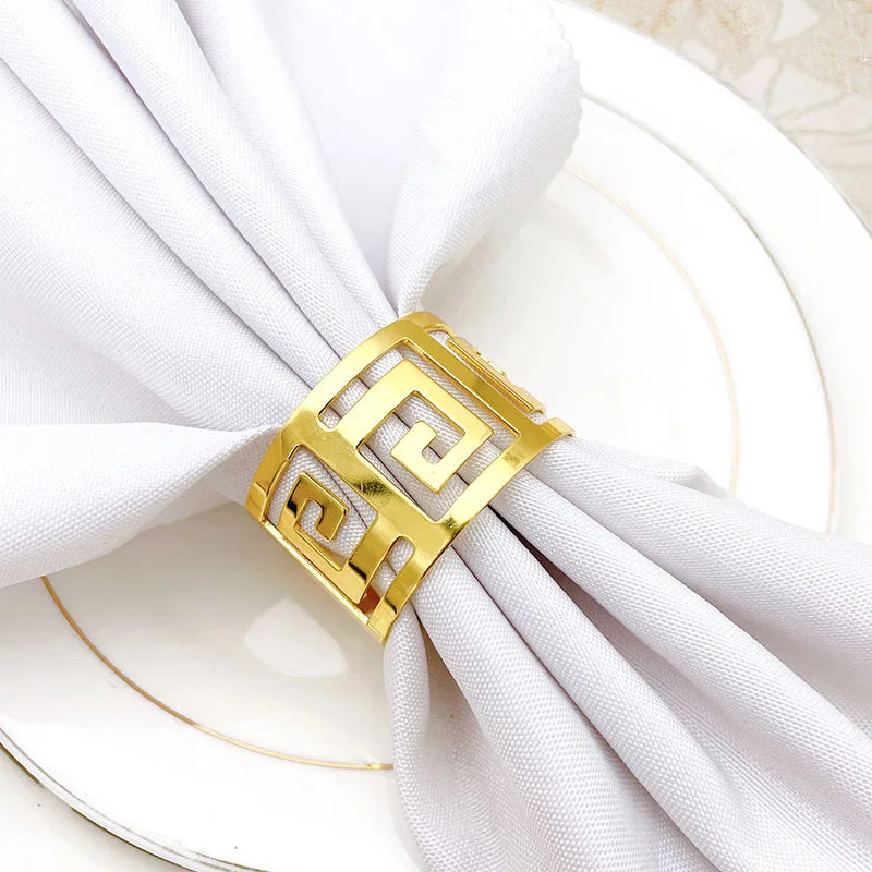 Wedding Decoration Manufacturer Wholesale Napkins Buckle Gold Napkin Ring Metal Hollow Circle Napkin Rings
