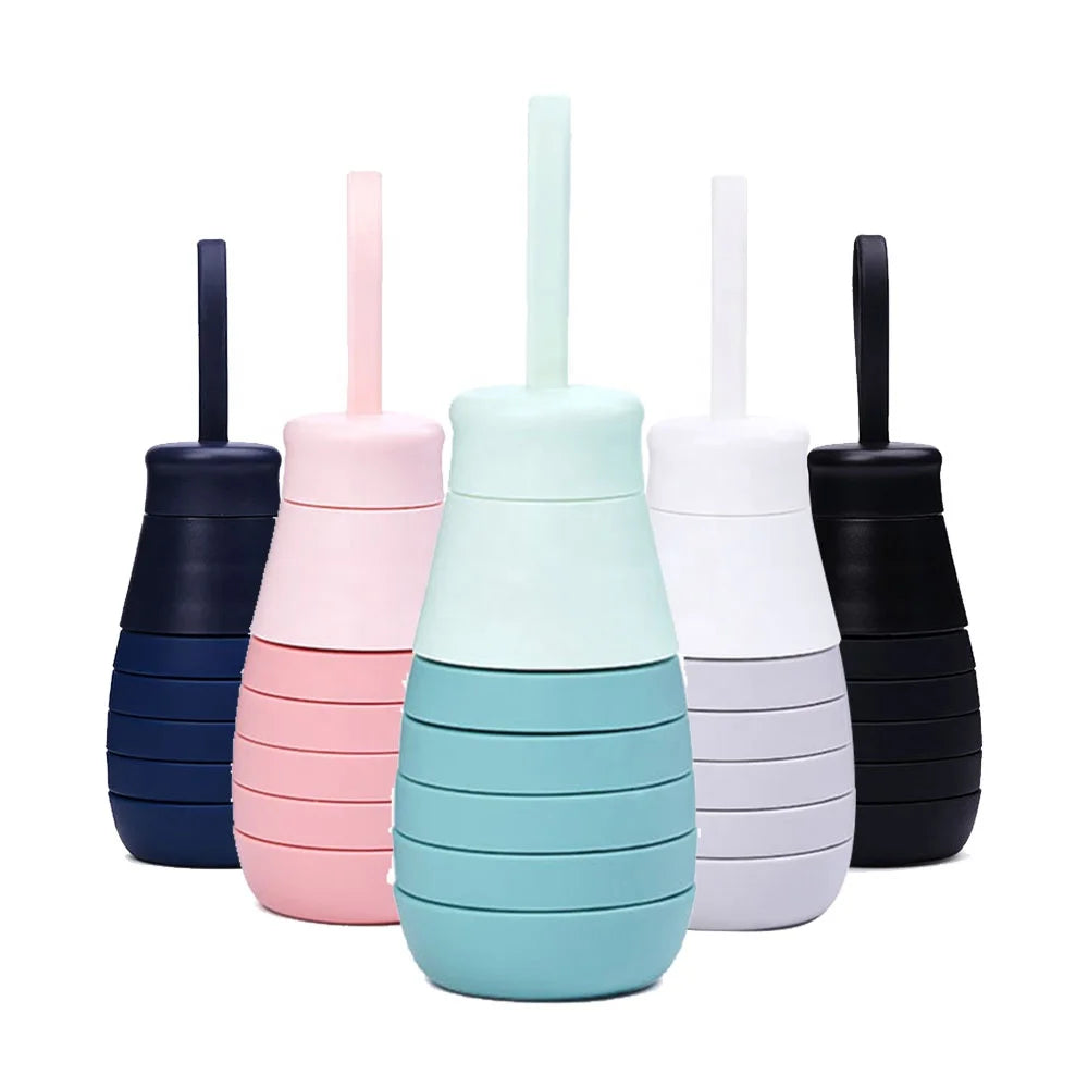 Hot Sale Fold Able Portable Silicone Casual Water Cup With Lid Custom Printing Outdoor Travel Collapsible Silicone Cup
