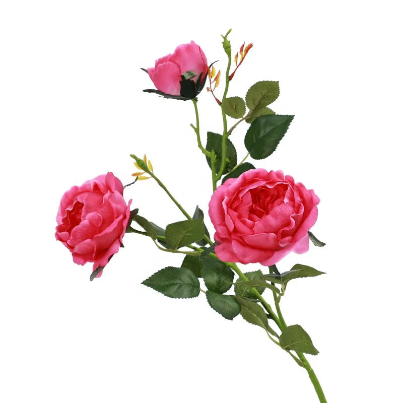 High Quality Real Touch 3 Heads Latex Roses Artificial Rose Flower for Wedding Decoration