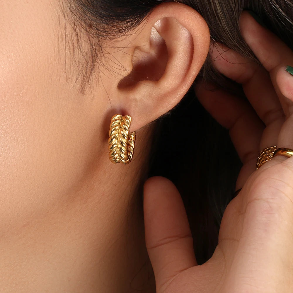 Minimalist 18K Gold Plated Metal Jewelry Earrings Stainless Steel Chunky Stud Earrings for Women
