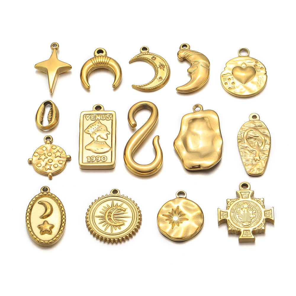 Cross Pendants Retro Necklace Bracelet Jewelry Accessories Stainless Steel Sun Moon Stars Small Pendant CLASSIC Party Zhejiang