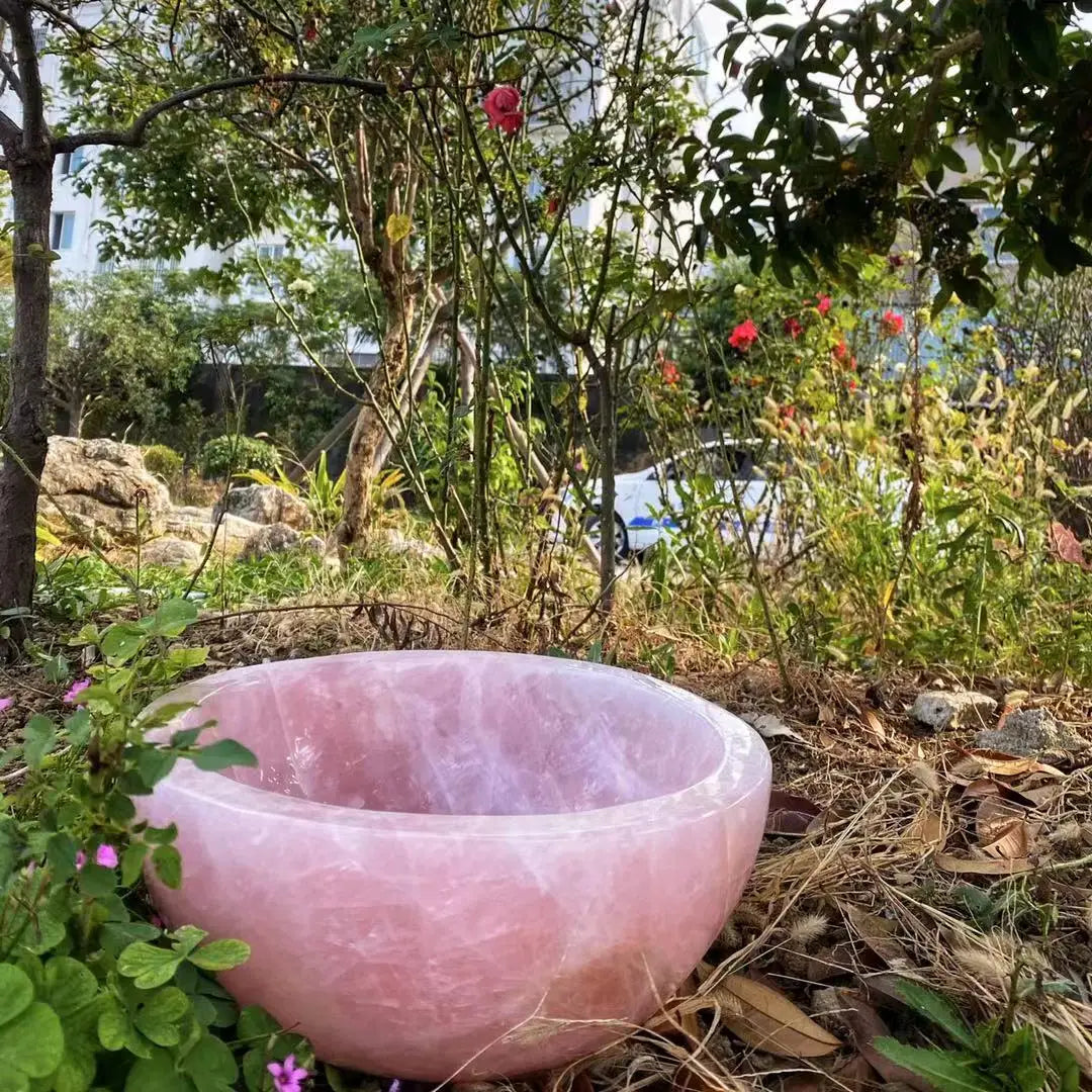 Polished Rose Quartz Big Size Shape Bowl Natural Crystal Carved Healing Stones