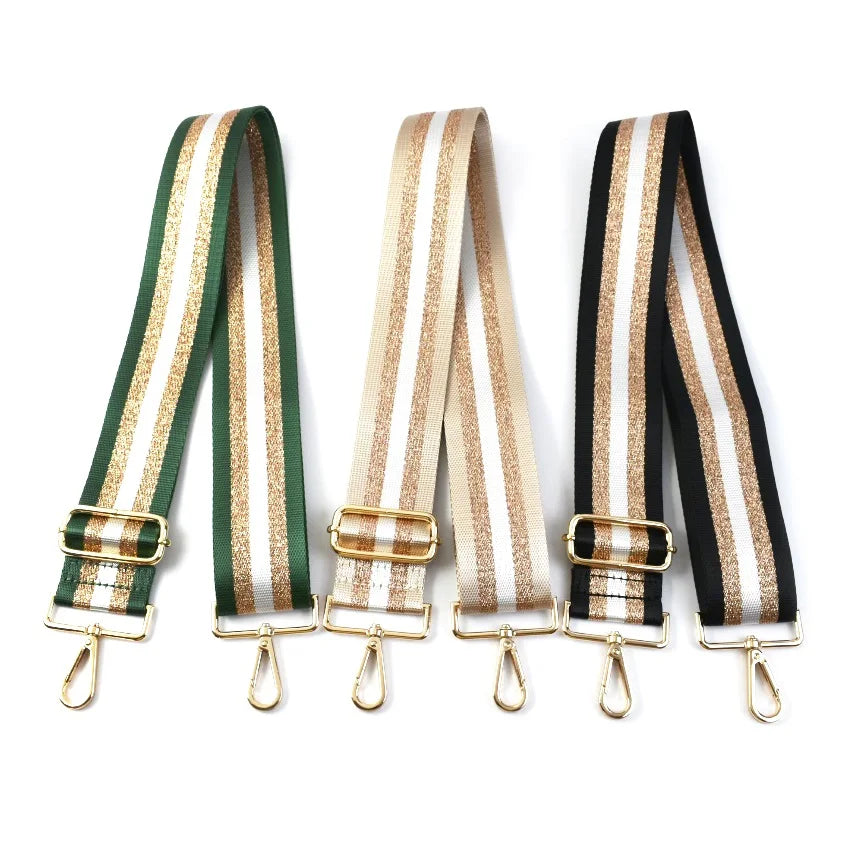 Meetee B-S2165 5cm Golden Stripe Webbing Custom Bag Strap