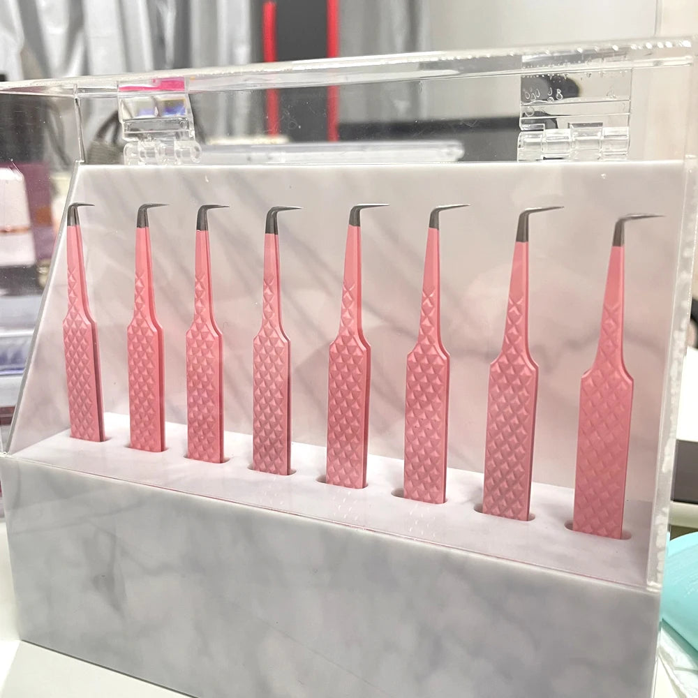 Custom Packaging Box Diy Lash Cluster Tweezers 45 Degree Fiber Tip Tweezers Eyelash Tweezers