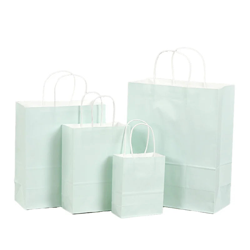 Brand New Exquisite Personalised Water Green Eco Recyclable Kraft Paper Bags for Promotion Screen Printed Customizable