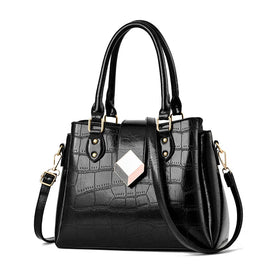 Women Crocodile Pattern Bucket Handbag Shoulder Messenger Bags Ladies PU Purse