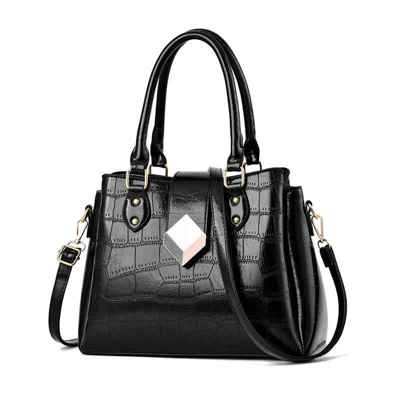 Women Crocodile Pattern Bucket Handbag Shoulder Messenger Bags Ladies PU Purse