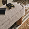 Contemporary Countryside Designer Solid Wood Oval Art Ottoman Linen Velvet PU for Living Room Sofa Entryway Shoe Bench Bedroom