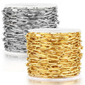 Stainless Steel Welding Flat Oval Cross Chain Ornament Diy Necklace Bracelet Vacuum Color Preserving Electroplating Gold Chain