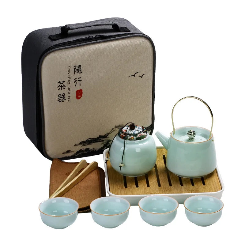 Chinese Kung Fu Travel Tea Set a Pot With Four Cups Hot Sells Customized Tea Cups
