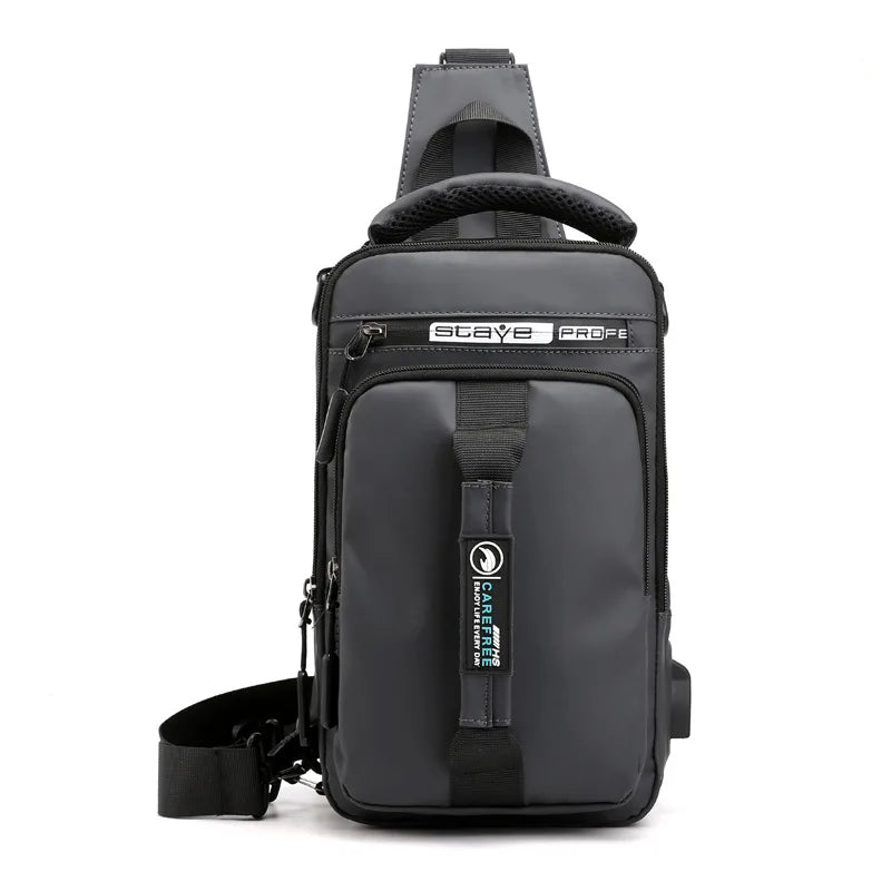 Men's Chest Bag With USB Charging Port Nylon Waterproof Single Shoulder Messenger Bags Sling Backpack Luxury Crossbody Bags